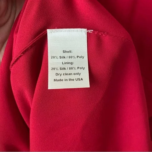 Helena Quinn red wrap dress size M silk poly blend - Picture 9 of 9